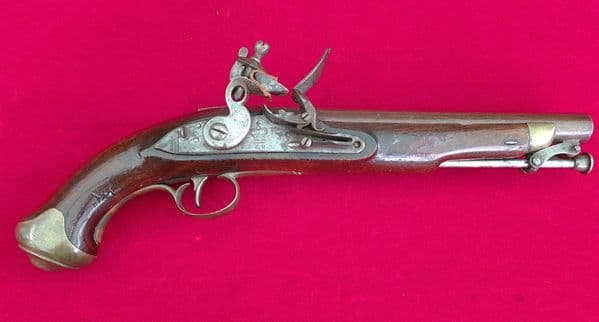 A rare Napoleonic period British military flintlock pistol marked tower G.R. Circa 1800.  Ref 3127